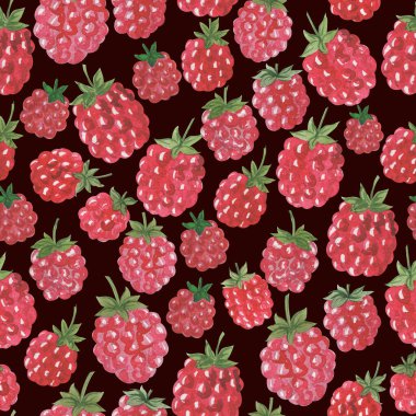 Kusursuz desen, suluboya çizimi, ahududu çileği, duvar kağıdı süsü, ambalaj kağıdı.