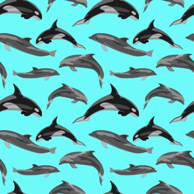 Yunuslarda kusursuz desen, vektör çizimi, tasarım için arkaplan