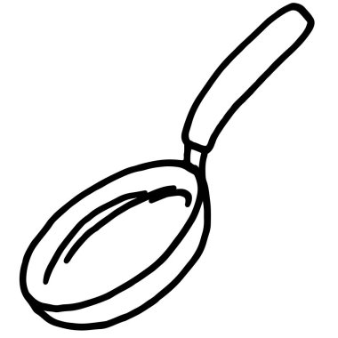 Karalama tarzında mutfak gereçleri, basit vektör çizimi, siyah tarzda doğrusal çizim, beyaz arkaplanda izole