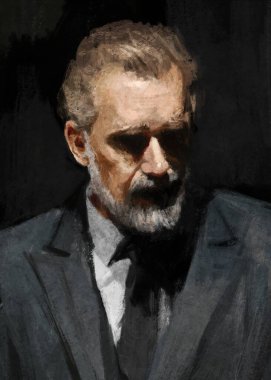 Jordan Peterson 'ın portresinin dijital geleneksel tablosu.