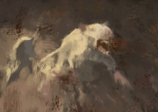 Digitale Traditionelle Malerei Von Ratten Die Angreifen — Stockfoto