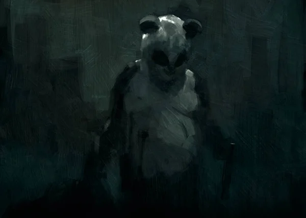 Abstrato Panda Com Arma Sobre Fundo Aquarela — Fotografia de Stock