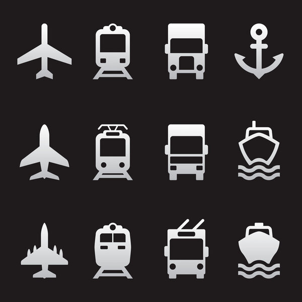 Set of transport icons, vector pictogram for your design project or presentation, white icons