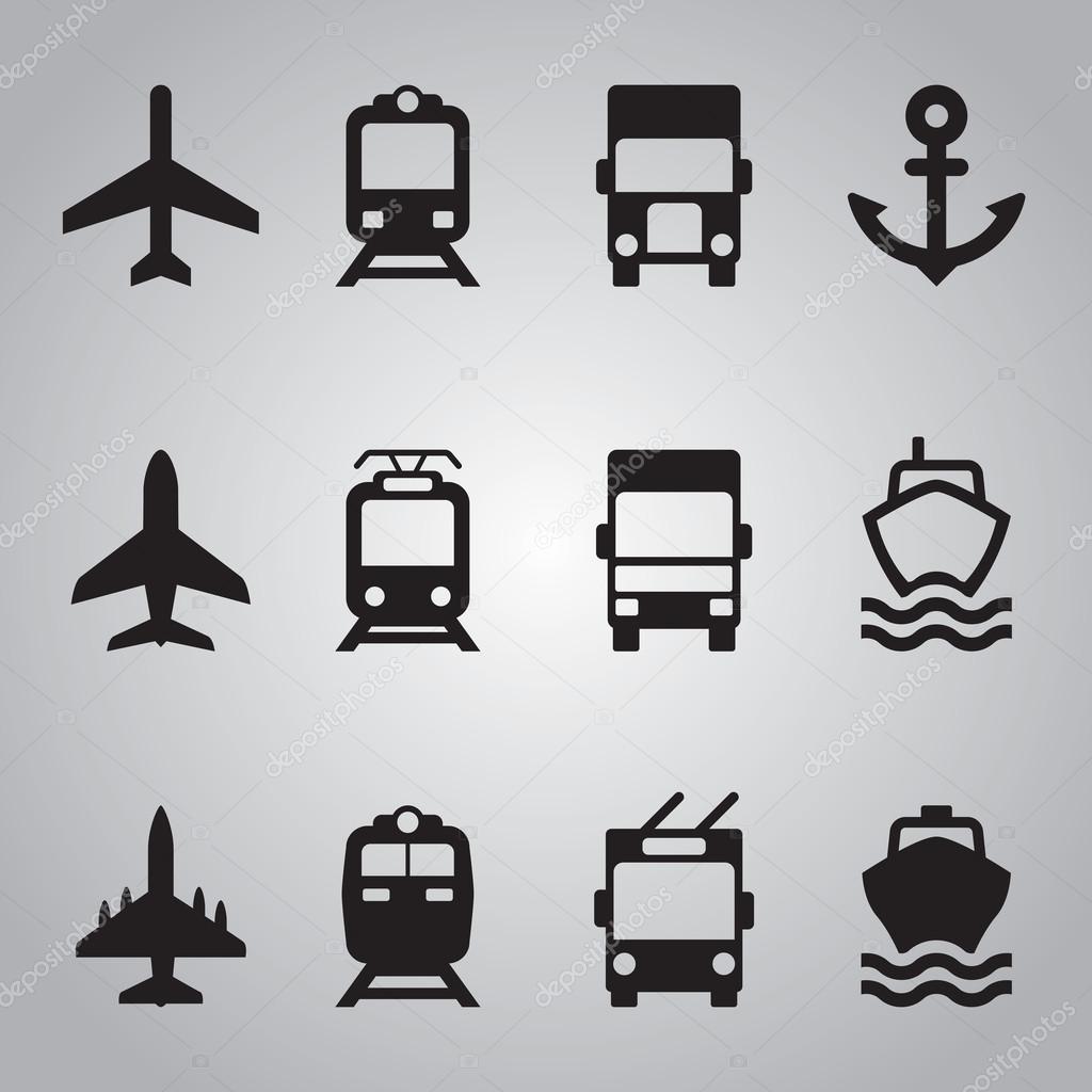 Set of transport icons, vector pictogram for your design project or presentation, black icons