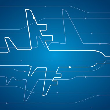 Soyut uçak beyaz çizgiler, vektör tasarım çizgileri arka plan, havacılık duvar kağıdı