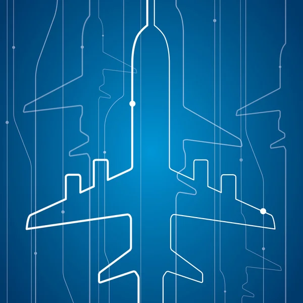 Líneas blancas de avión abstracto, fondo de líneas de diseño de vectores, fondo de pantalla de aviación — Vector de stock