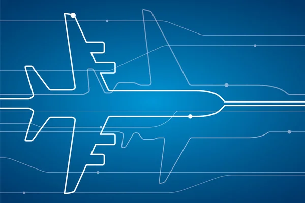Abstraktní letadlo bílé čáry, vektorový design linky pozadí, letecké tapety — Stockový vektor