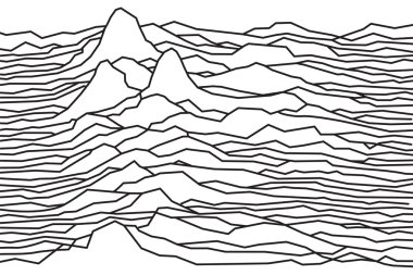 The rhythm of the waves, the pulsar, vector lines design, broken lines, mountains clipart