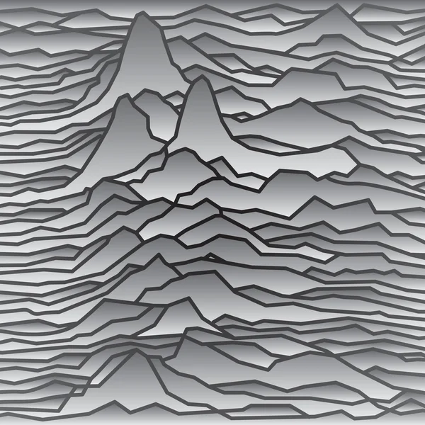 Il ritmo delle onde, la pulsar, linee vettoriali design, linee rotte, montagne — Vettoriale Stock