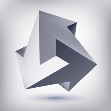 İmkansız şekli, gerçek dışı okları, 3 okları vektör, kristal, 3d düşük çokgen geometrisi, soyut vektör nesnesi, kafes sürüm