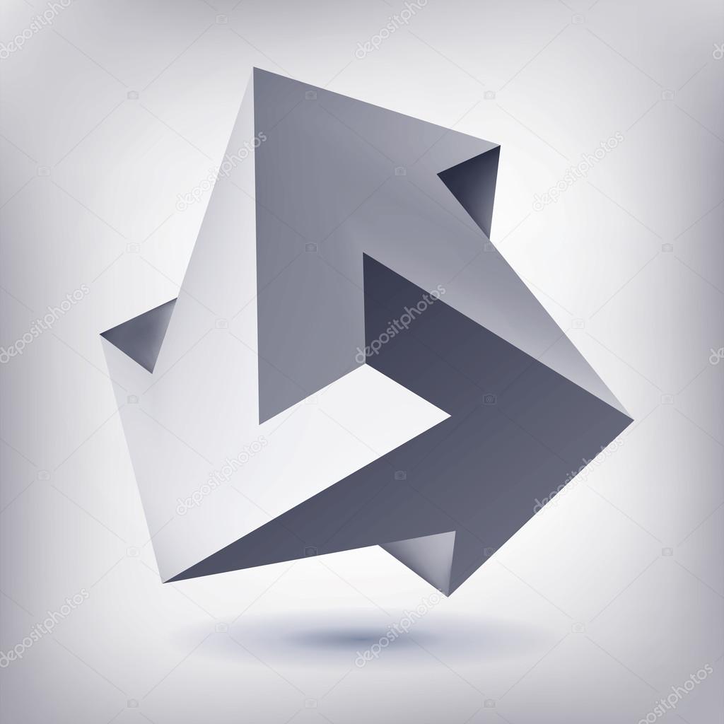 Download Impossible shape, unreal arrows, 3 arrows vector, crystal, 3D low polygon geometry, abstract ...