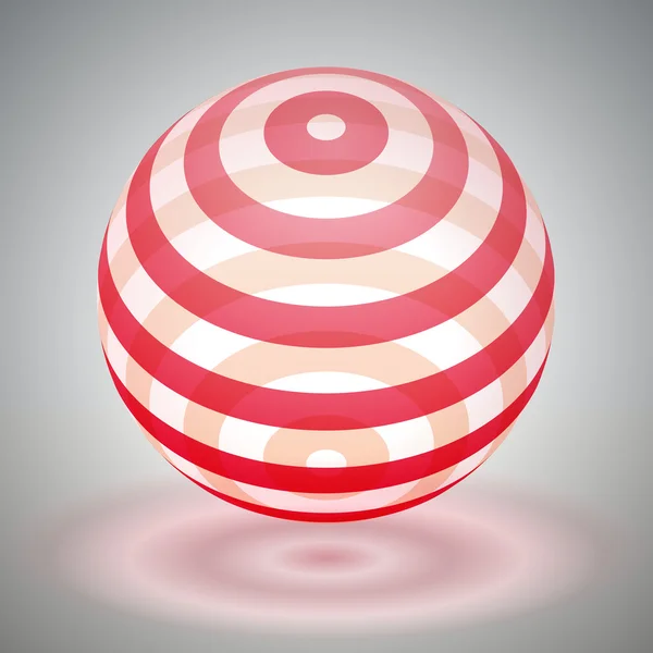 Vector esfera transparente rayado, forma de volumen rojo, forma abstracta reflexión, diseño de vectores — Vector de stock
