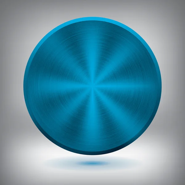 Botón azul del metal, textura metálica del vector, elemento redondo para usted diseño del proyecto — Vector de stock