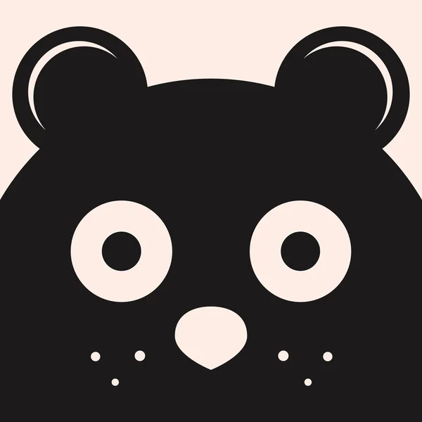 Oso plano, imagen minimalista oso divertido, ilustración para niños, arte vectorial — Vector de stock