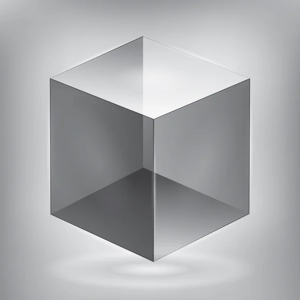Vektor-Reflexionswürfel, transparentes Objekt, grafisches Abstraktionsdesign — Stockvektor