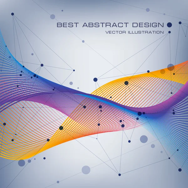 Abstraktion Farbe Wellen Hintergrund, abstrakte Komposition von Linien, Wellen und Punkten, Vektor-Design Hintergrund — Stockvektor