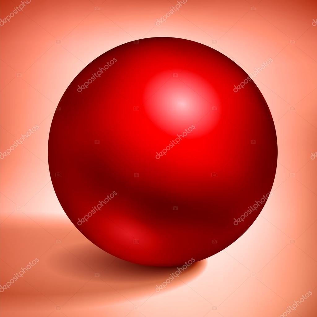 Vector volume red sphere, glossy red metal ball, surround the object for you project design