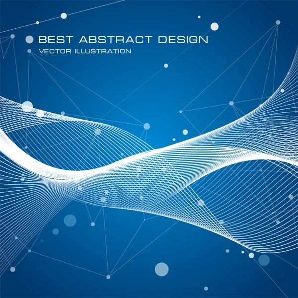 Abstraction white wave background, points and lines, blue wallpaper, vector design — Stock Vector