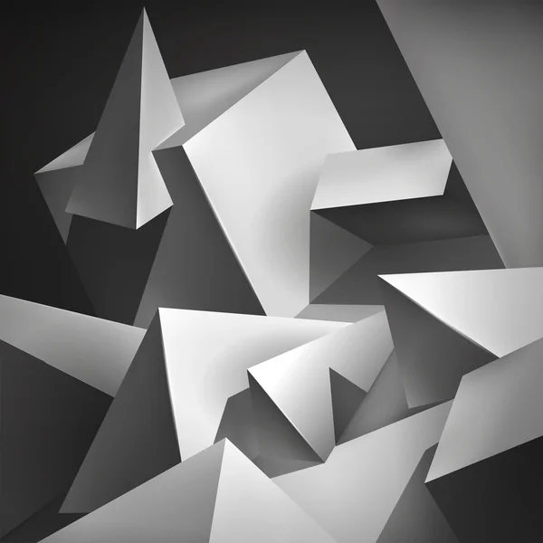 Formes géométriques, beaucoup d'objets abstraits, volumes triangles et cubes, papier peint design vectoriel — Image vectorielle