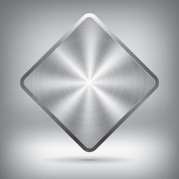 Metal button, vector metallic texture, rhombus element for you project design — Stock Vector