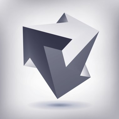 İmkansız şekli, gerçek dışı okları, 3 okları vektör, kristal, 3d düşük çokgen geometrisi, soyut vektör nesnesi, kafes sürüm