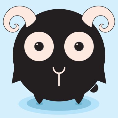 Komik kuzu, yuvarlak ram yavru kedi, minimalist resim, illüstrasyon çocuklar için vektör sanat