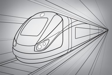 Hareket, lokomotif tren hareket, dinamik taşıma illüstrasyon, vektör satırları tasarımı