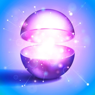 Vektör sihirli top, birim açık Küre, içinde ışık, Festival havai fişek, pembe ve mavi, nesne tasarım proje için soyut