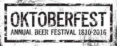Oktoberfest bira logo festival 2016, retro tarzı metin, doku, vektör tasarımı 