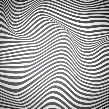 Siyah beyaz kavisli çizgiler, yüzey dalgaları, vektör tasarımı 