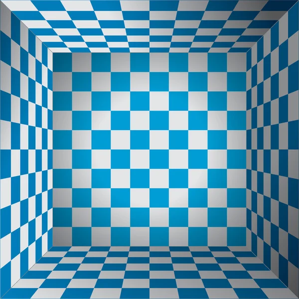 Sala de cuadros, celda azul y blanca, caja de ajedrez 3d, oktoberfest vector de fondo de diseño — Archivo Imágenes Vectoriales