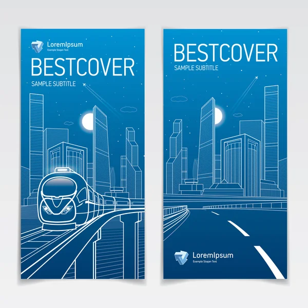 Covers booklet business architecture and transport, modern design, blue and white, logo company, vector template design