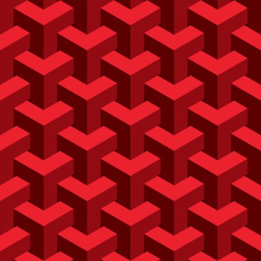 Vektör gerçek dışı doku, soyut tasarım, yanılsama inşaat, kırmızı arka plan