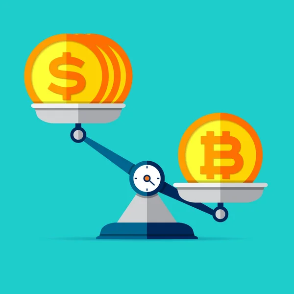 Poměr Směnného Kurzu Převaha Bitcoinu Proti Dolarům Ikony Peněz Libru — Stockový vektor