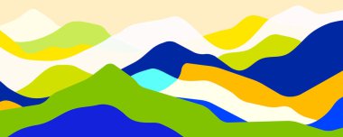 Çoklu renk dağları, şeffaf dalgalar, soyut renk cam şekilleri, modern arkaplan, yaz manzarası, vektör tasarımı projeniz