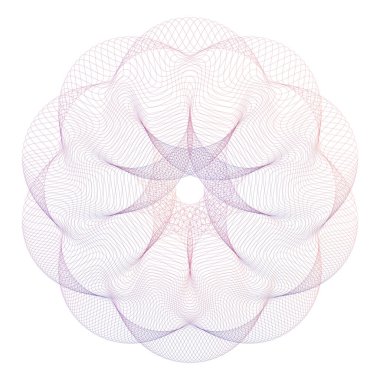 Beyaz arka planda iş projeleriniz için soyut Guilloche şekli. Vektör tasarım sanatı