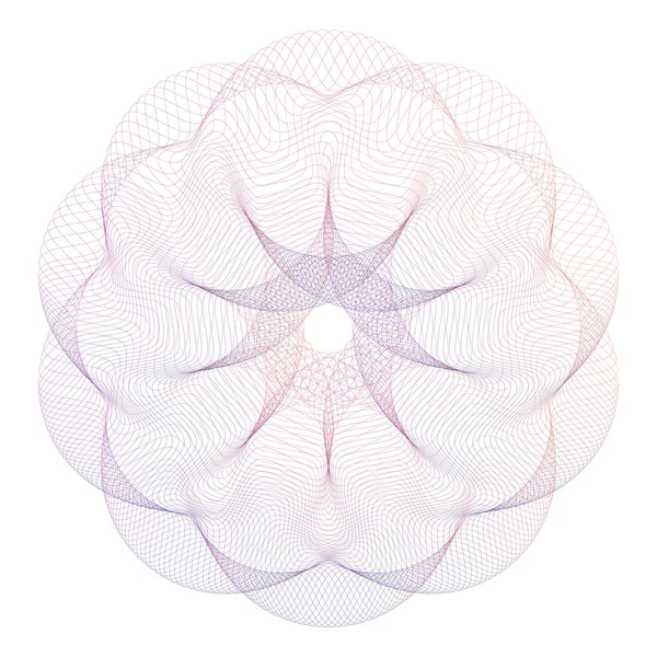 Beyaz arka planda iş projeleriniz için soyut Guilloche şekli. Vektör tasarım sanatı