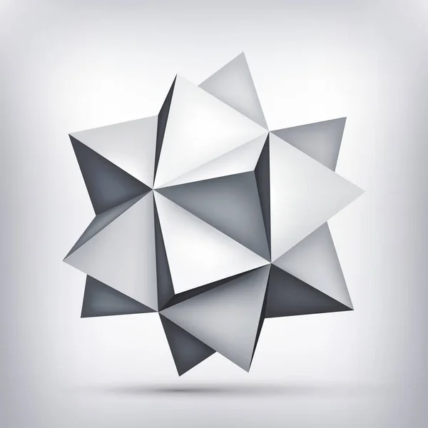 Volumen Poliedro Gris Estrella Objeto Forma Geometría Versión Malla Elemento — Vector de stock