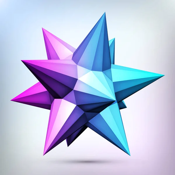 Flerfärgad Stjärna Volym Polyhedron Objekt Geometrisk Form Maskversion Abstrakt Vektorelement — Stock vektor