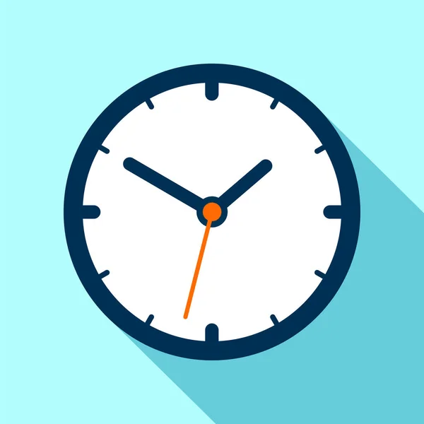 Icône Horloge Dans Style Plat Minuterie Sur Fond Bleu Montre — Image vectorielle