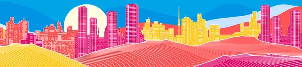 Paisaje Urbano Colorido Brillante Infraestructura Ciudad Panorámica Ciudad Ilustración Urbana — Vector de stock