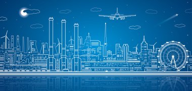 vektör satırları santral su, endüstriyel vektör tasarımı