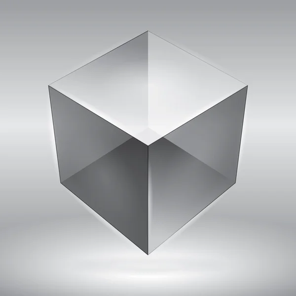 Cubo vectorial, objeto transparente, diseño de abstracción gráfica — Vector de stock