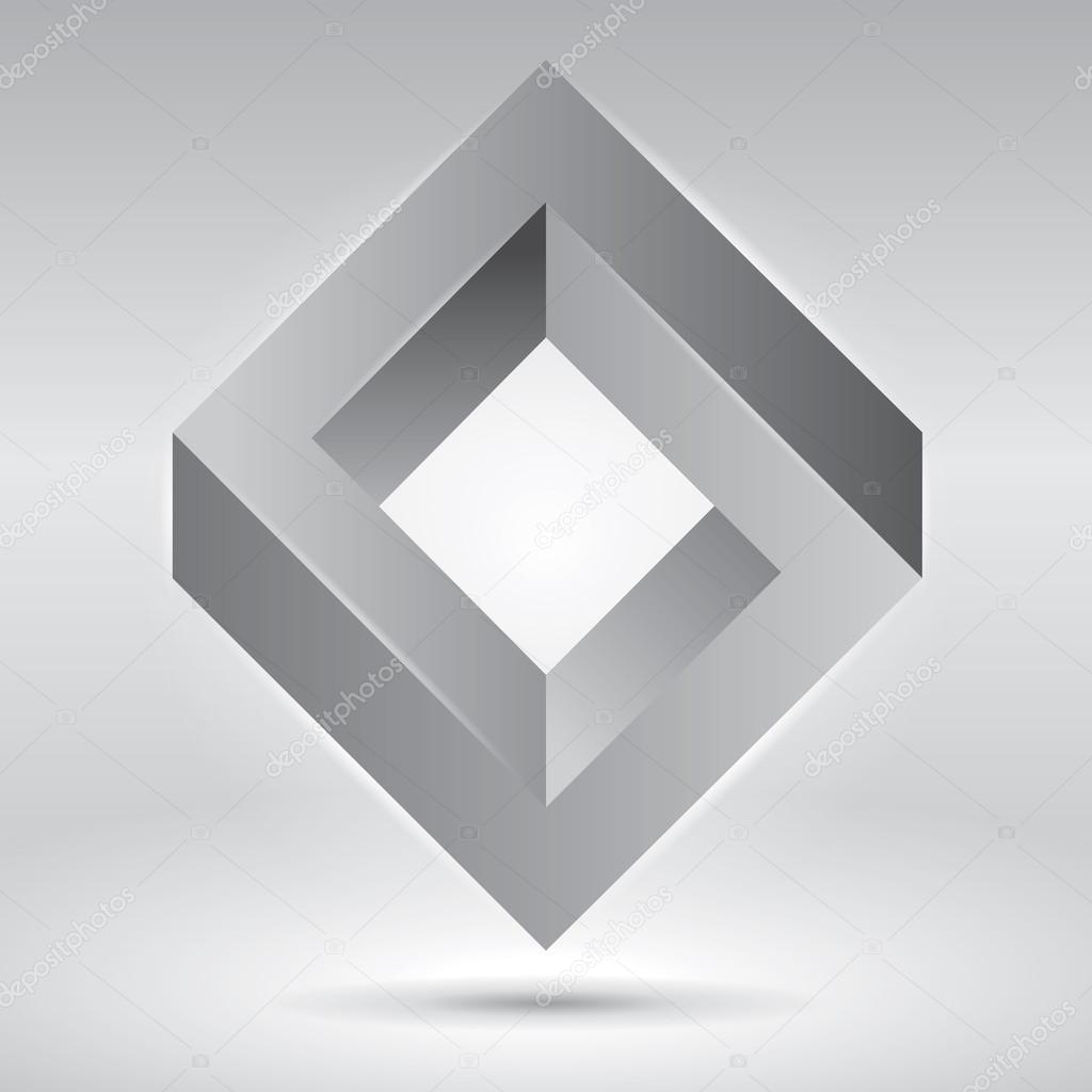 Impossible figure, vector rhombus, abstract unreal vector objects