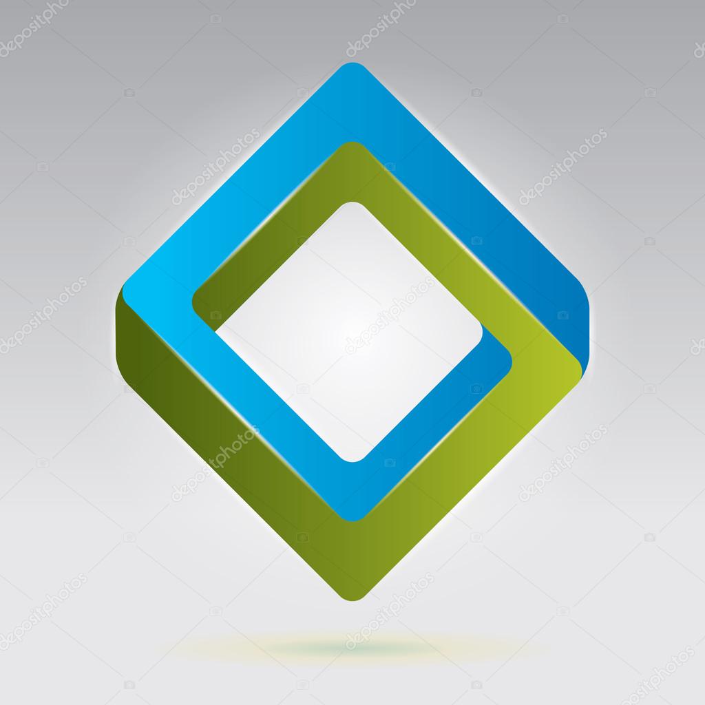 Impossible figure, vector rhombus, abstract vector object, unreal form
