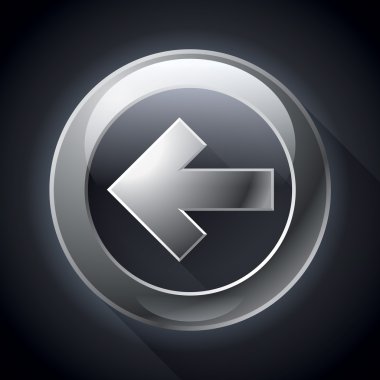 Vektör metal sol ok, iş, vektör tasarımı, siyah arka plan için gerekli bileşen