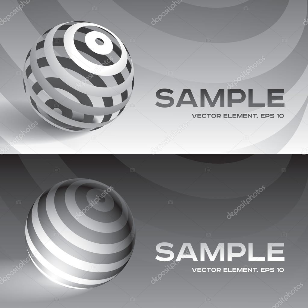 3d vector sphere striped volume form, a sample for your business, black and white