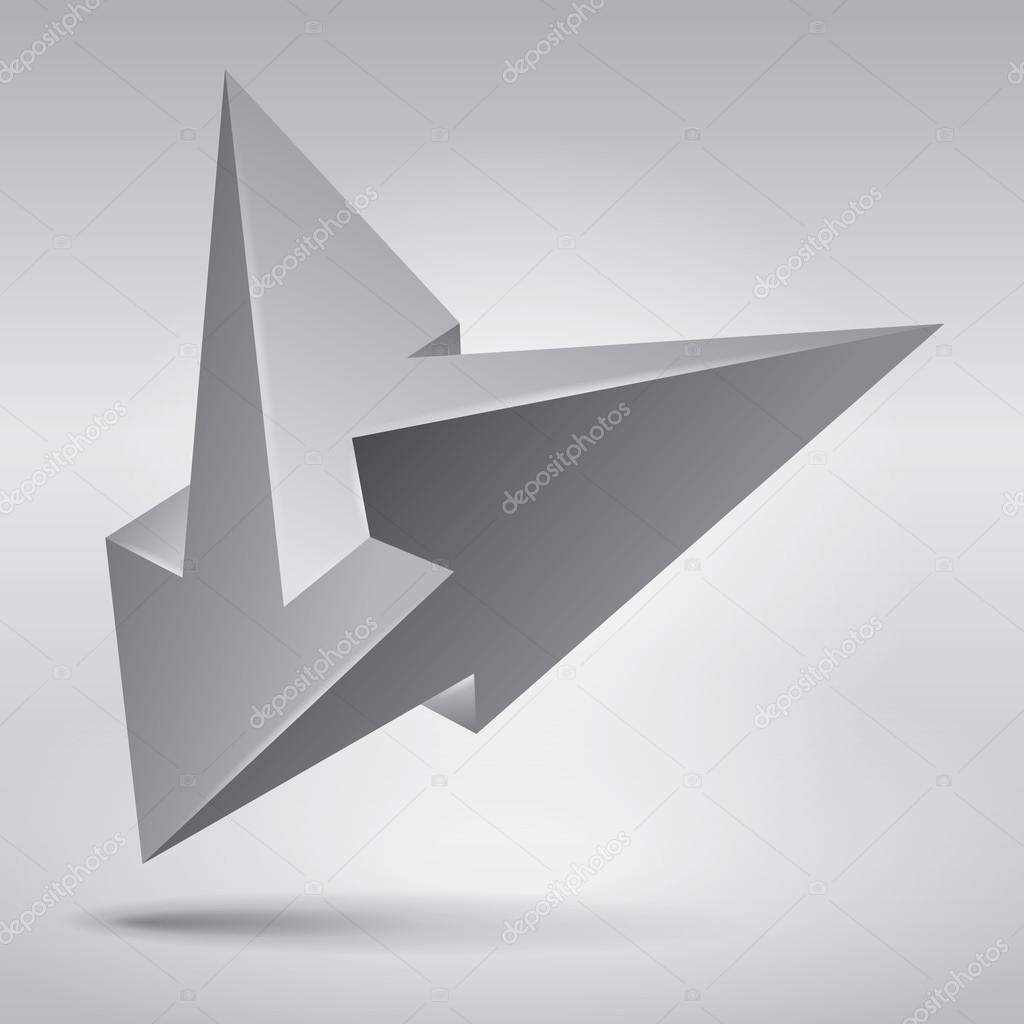 Impossible shape, impossible arrows, abstract vector object