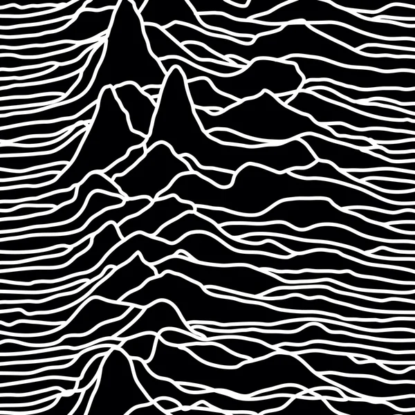 Le rythme des vagues, le pulsar, la conception des lignes vectorielles, les montagnes — Image vectorielle