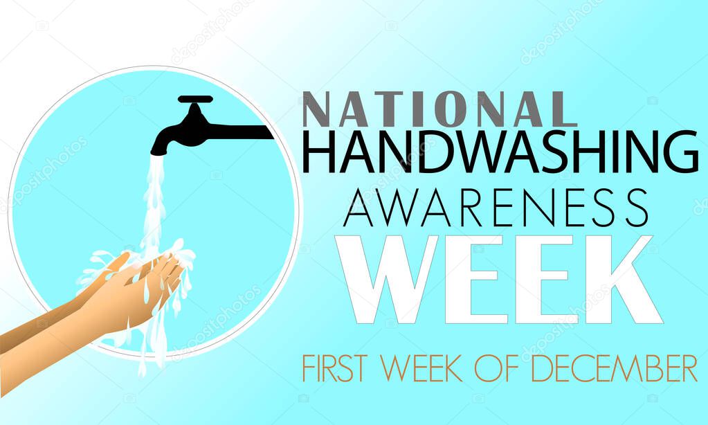 National Hand Washing Awareness Week Banner Or Poster Vector Design For December
